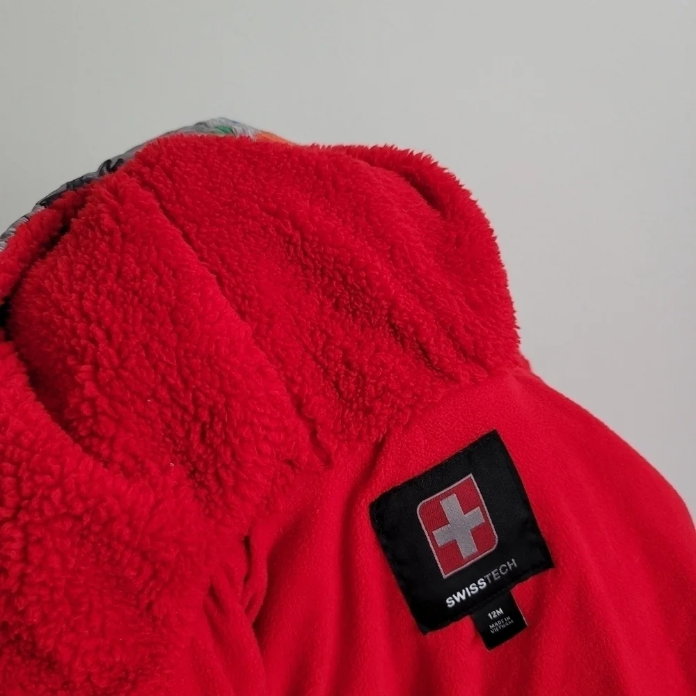 Swiss Tech 12 Months Gray Dinosaur Full‎ Zip Puffer Jacket